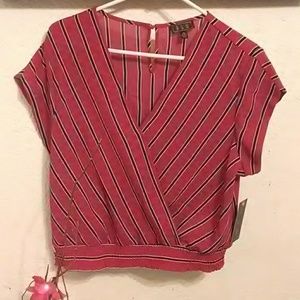 Cute red and navy blue crop top